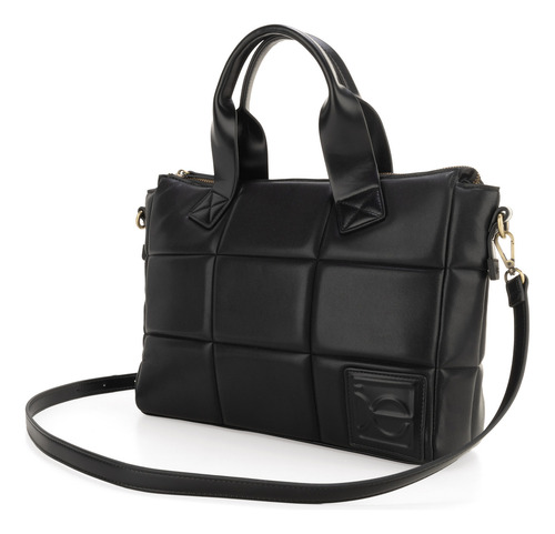 Bolsa Tote Cloe Para Mujer Diseño Acolchado Con Parche Color Negro
