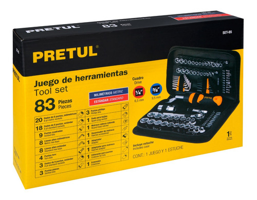 Juego De Herramientas Para Mecanico Con Dados De 1/4 Y 3/8