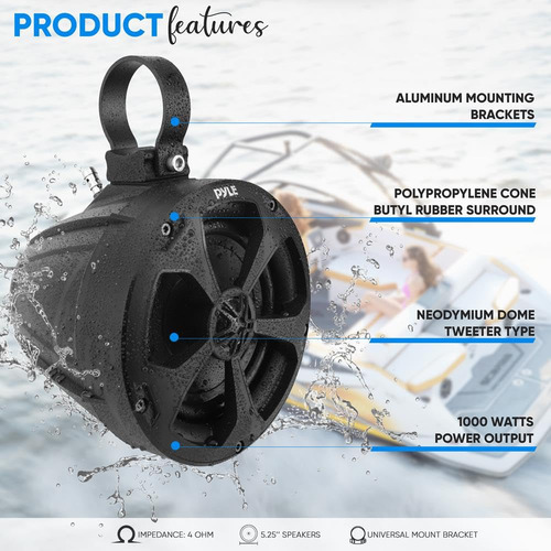 Altavoces Pyle Plutv53bta 5.25 Negros 1000w Impermeables