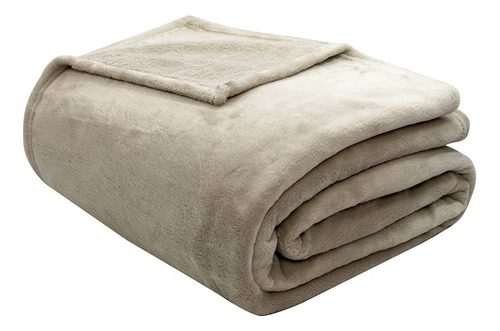 Cobertor Queen Camesa Neo Soft Velour 300g Liso 2,20x2,40m Cor Bege Velour 300g