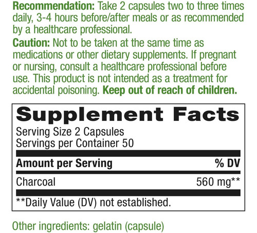 Nature's Way Charcoal Activated 280 Mg X 360 Caps
