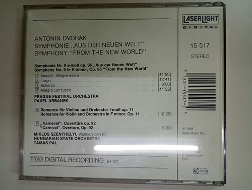 Dvorak - Symphony N°9 From The New World - Cd Estándar (Usado)