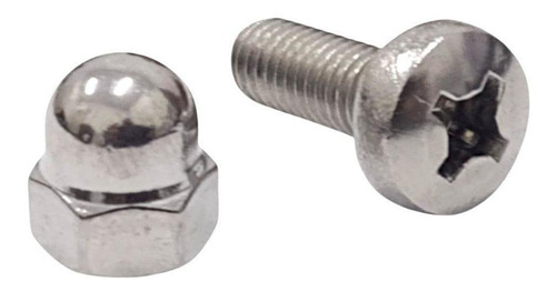 Kit Porca Calota E Parafuso M6x16 Em Inox 304 Polido 30 Pcs