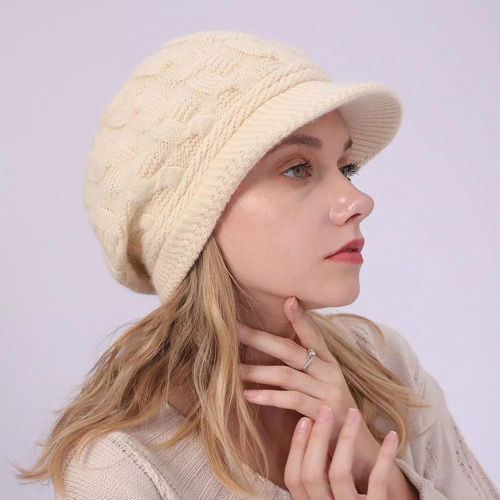 Gorro De Boina Con Visera De Tela Gruesa Para Mujer Casual