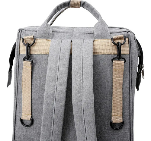 Mochila Maternal 3 En 1. Incluye Cuna Cargador Usb Cambiador Negro Liso