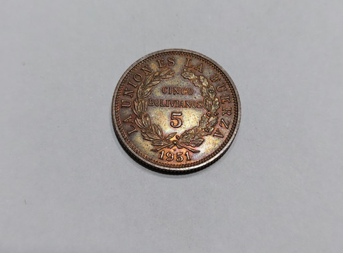 Moneda De 5 Bolivianos Año 1951