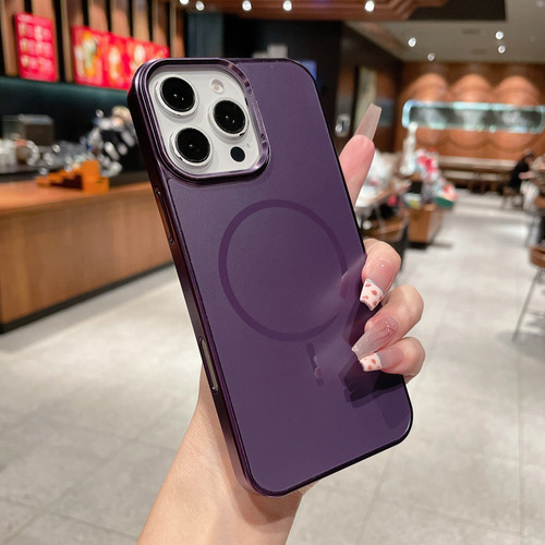 Funda Para Iphone Compatible Con Magsafe Colores Metálicos Morado Iphone 16