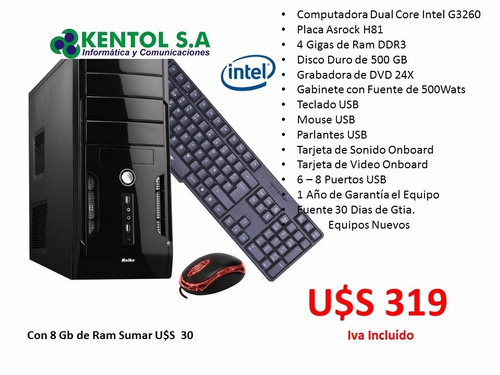 Computadora Intel Dual Core Nueva 4gb/500hd