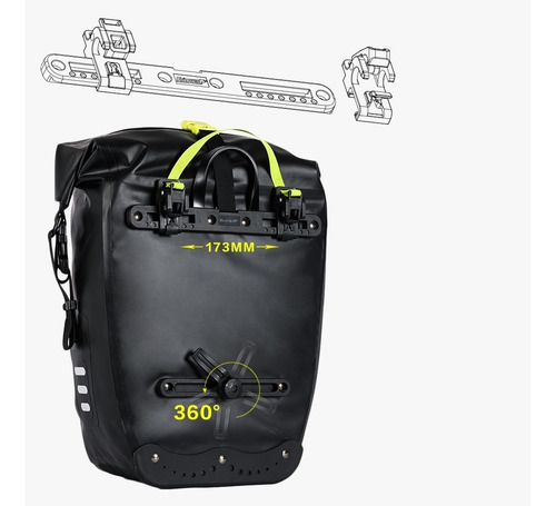 Imagen 3 de 4 de Alforja Bolso Bicicleta 27l Rhinowalk Rk19662