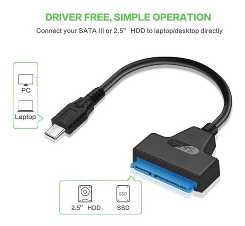 Imagen 2 de 2 de Adaptador Usb Tipo C A Sata Disco Rigido Hdd Ssd Pc Notebook