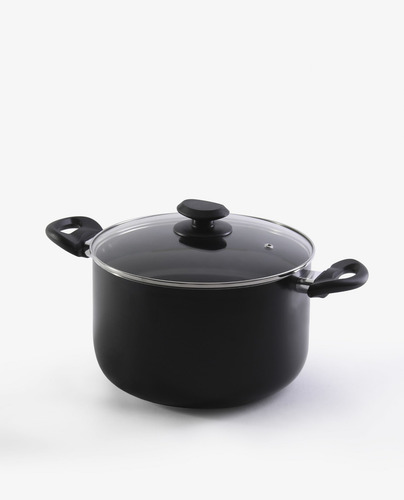 Olla Cacerola 24 Cm Antiadherente 6,8 L Teflon Tapa Vidrio