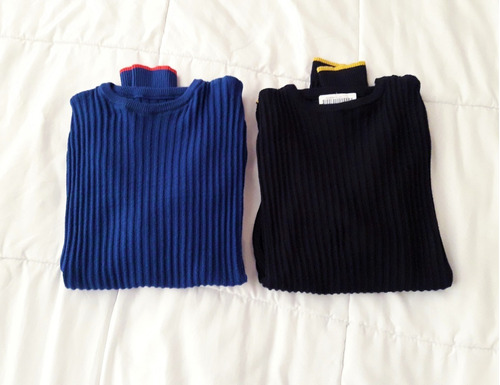 Sweaters  Basicos De Hilo Mujer Negro/azul Abrigo Elastizado