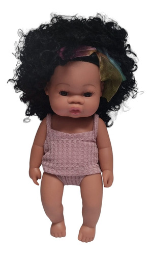 Muñeca Nueva 35 Cm De Goma Afro - Niña Bebe Morena