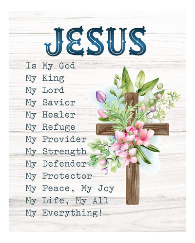 Jesús Es Mi Dios, Rey, Paz, Alegría  Arte De Pared Cr...