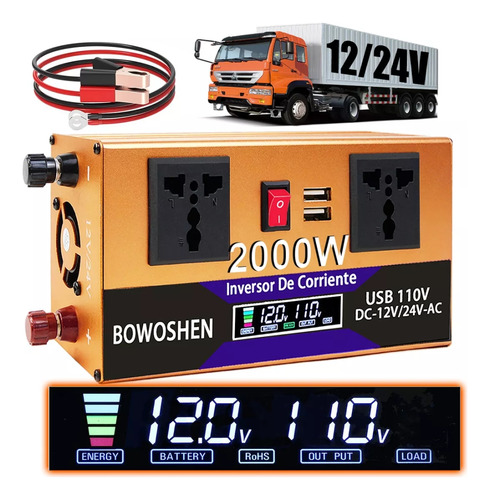 Inversor De Corriente 2000wats Altapotencia Autos 12v A 110v