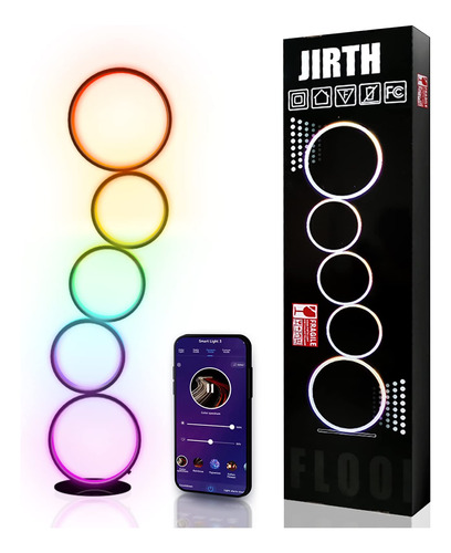 Jirth Lmpara De Pie Rgb Para Sala De Estar, Anillo De Contro