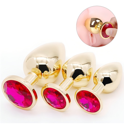 Plug Anal Joya Dorado Dilatador Inexpulsable Set X3 Tamaños