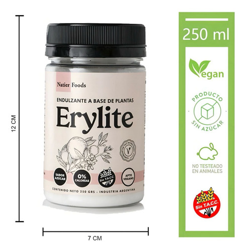 Erylite Natier Endulzante A Base De Plantas 250gr Artesanal