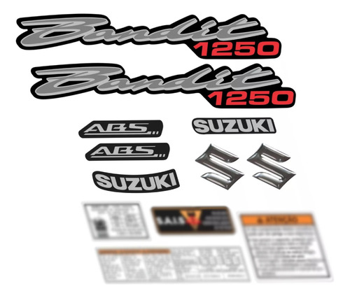 Kit Jogo Adesivo Suzuki Bandit 1250 2010 Preta Szb125001 Fgc