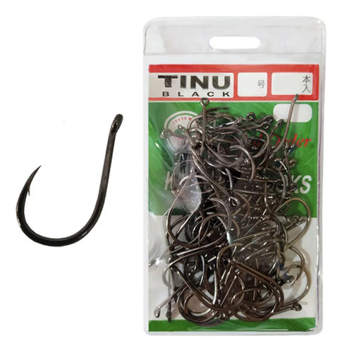 100 Anzóis Para Pesca Tinu Black Com Fisga Nº 4 - Kawasemi