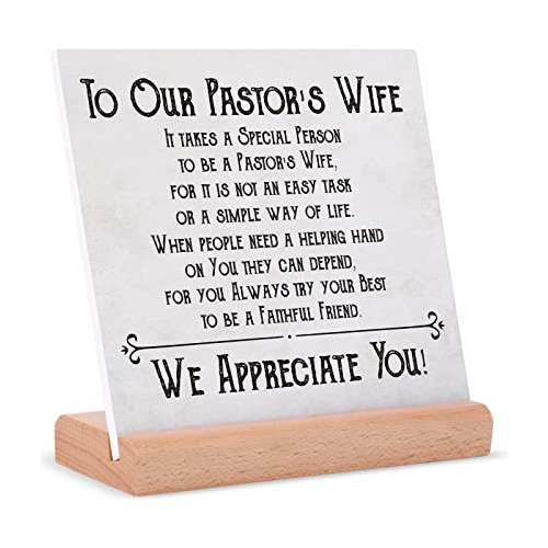 Pastor's Wife Appreciation Gifts Plaque With Wood Stand...
