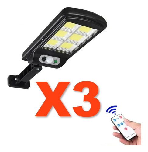 Pack X3 Luz Exterior Foco Solar 100w 240 Leds Sensor+control