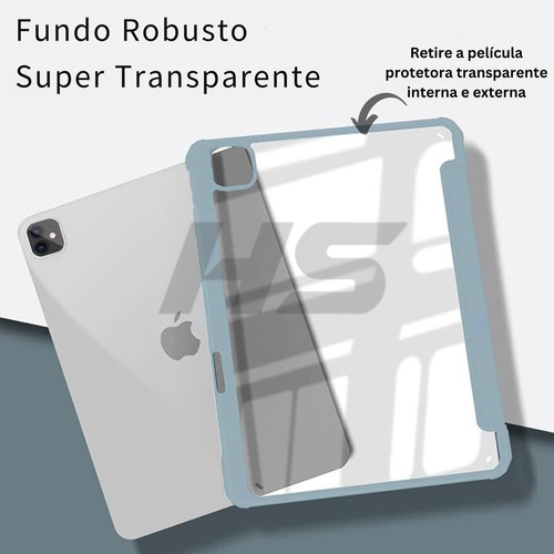 Capa P iPad Pro 11 M2 2022 4 Geração A2759 C Suporte Caneta Cor Azul-claro