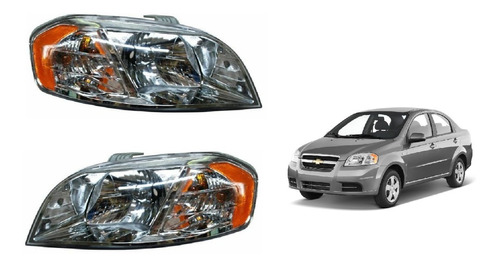 Par De Faros Chevrolet Aveo 2008 2009 2010 2011 4puertas Bsj