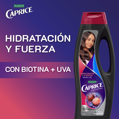 Shampoo Caprice Hidratación Fuerza Biotina + Uva 750 Ml