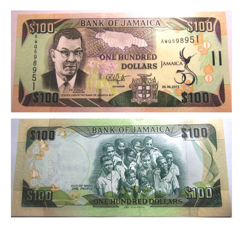 Jamaica Billete 100 Dolares Unc 2012 Pick 90