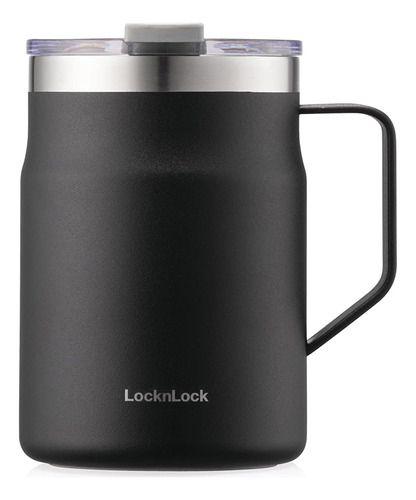 Taza Doble Pared Lock & Lock Negro, Con Tapa, 225 Ml