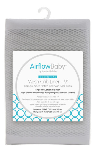 Airflowbaby - Forro De Malla Para Cuna Color Gris De 9 Pulga