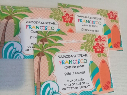 Surf Invitaciones Infantiles