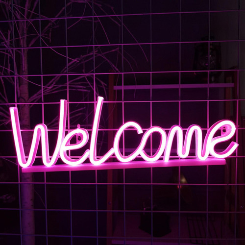 Bienvenido, Letreros De Neón, Luz Nocturna Para Colgar Rosa