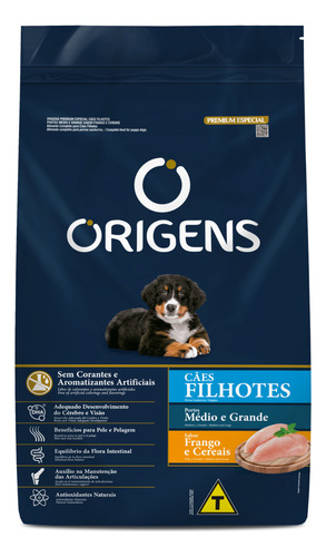 Ração Origens Filhotes Médio E Grande Frango E Cereais 15kg