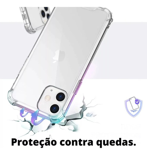 Capa Capinha Anti Shock Para Iphone 7 8 X Xr 11 12 13 14 Max Transparente Iphone 12 6.1"
