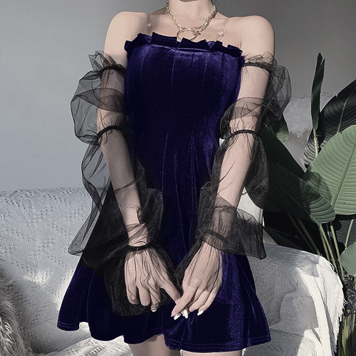 Vestido Gótico Retro De Malla Transparente Sexy Oscuro