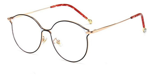 Marco Lentes Ópticos Elegant Round Cat Eye Rose Gold Black L