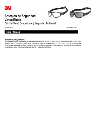 Monogafa Proteccion Lente Oscuro 3m Virtua Block