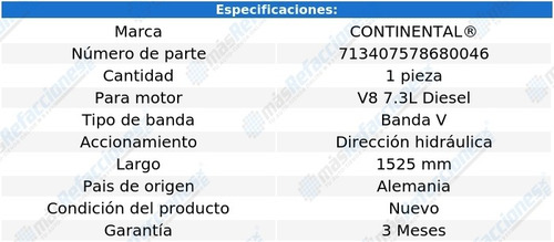 Banda V Dirección Hidráulica 1525 Mm F59 V8 7.3l 89-94