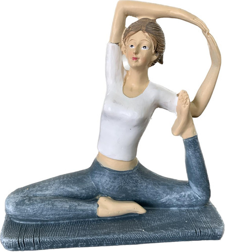 Estatueta Moça Yoga Alongamento Em Resina - 13,5cm