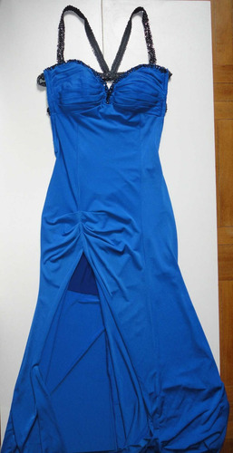 Vestido Elegante Matri Azulino Talla S Espalda Calata