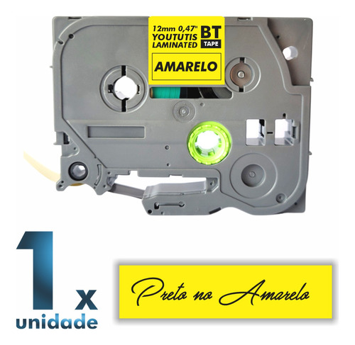 Fita Tze Tz 631 Compatível P/ Rotulador Brother 12mm Amarela Cor Amarelo