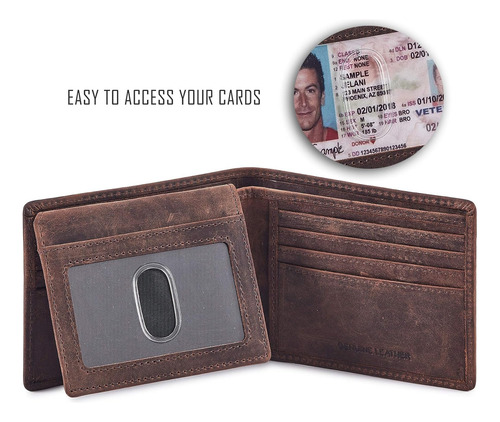 Cochoa Billetera Para Hombre Rfid Blocking Bifold De Cuer...