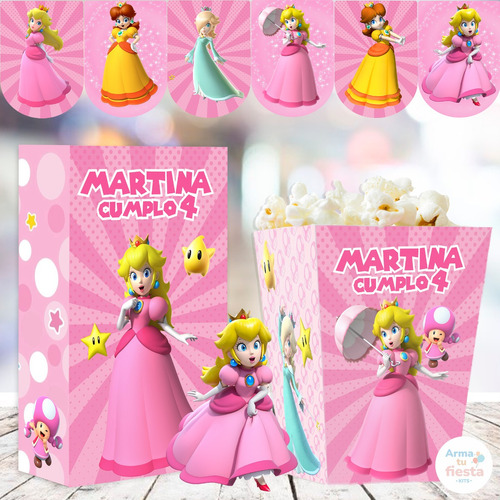 Kit Imprimible Princesa Peach Mario Bros Texto Editable