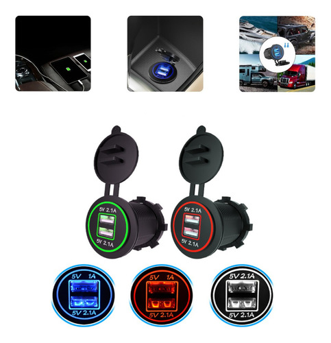 Tomada Led Usb Automotiva 12v 24v Carregador Veicular 4.2a
