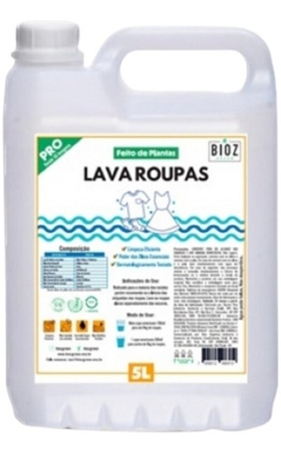 Lava Roupas Super Concentrado Biodegradável Bioz Green 5l