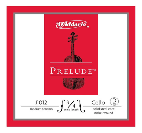 Daddario J1012 3/4m Cuerda Individual Re Violonchelo Prelude