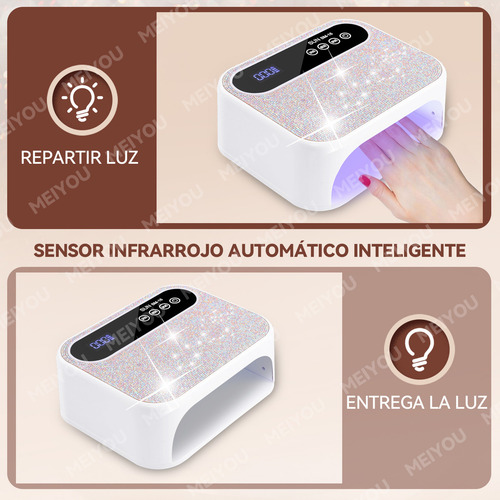 Lámpara de Uñas MEIYOU 168W 42 UV LED 4 Ajustes de Temporizador y Pantalla LCD Lámpara de gel de Curado Portátil más Rápido