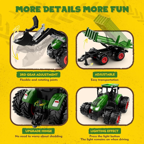 Control Remoto Tractor Toy, Kids Rc Tractor Set & Truck And